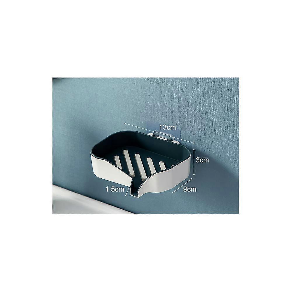 Multifunctional soap box with hook large household bathroom free punching creative blue white