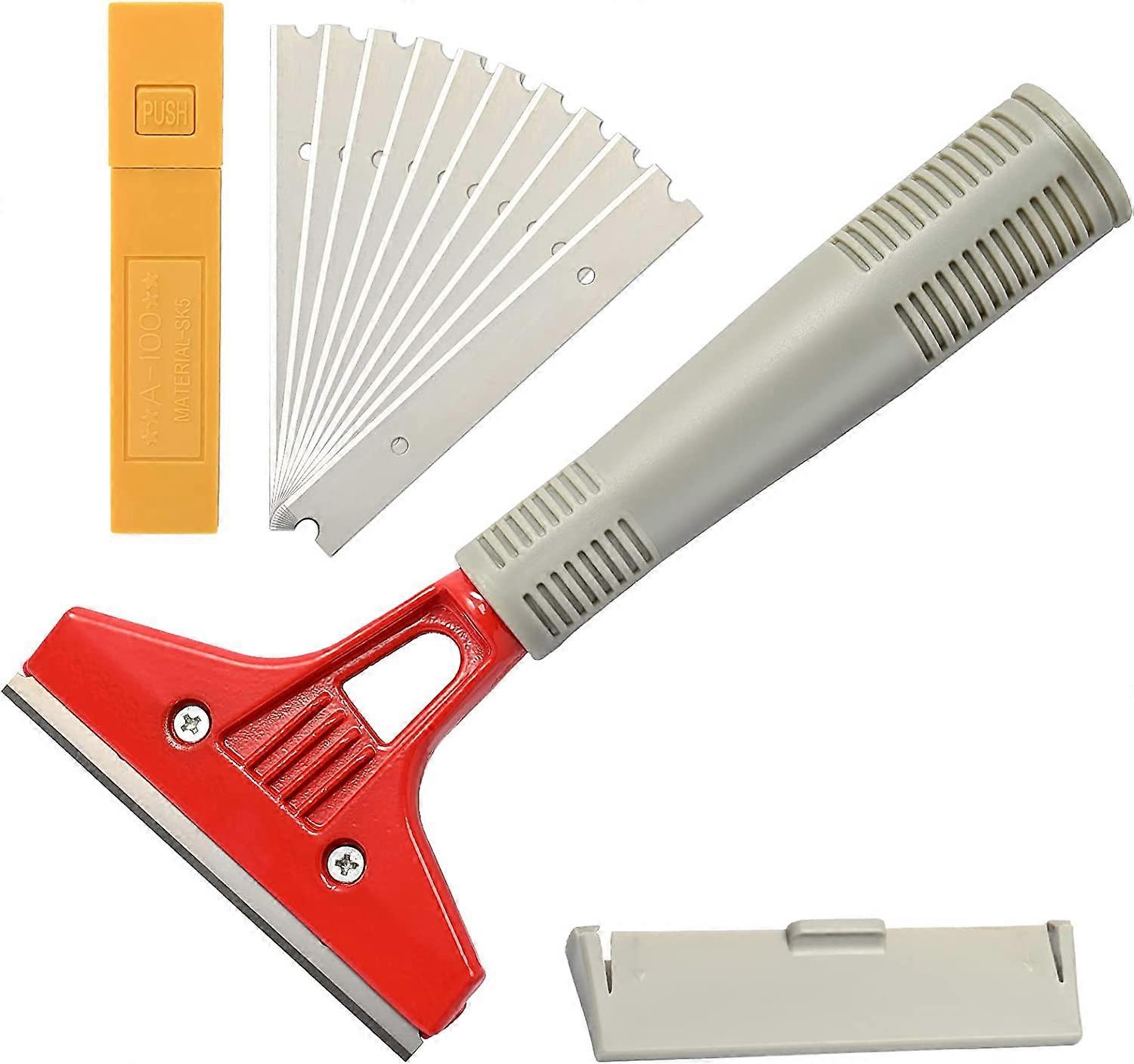 Industry Scraper with 10 Blades21*10cm, Plancha Scraper for Wallpaper, Glass Scrapers, for Glue, Window Tile, Car, Mirror, Cleaning, Red