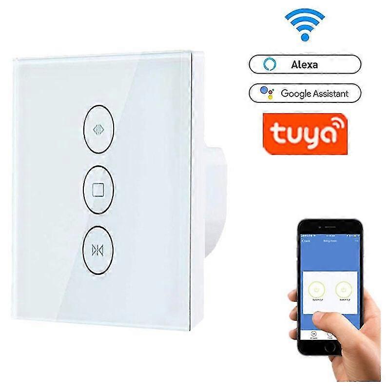 Wifi Connected Roller Shutter Switch, Curtain Wall Switch Compatible With Alexa Voice Remote Wi-fi Switch Touch Screen, Touch Wall Switch [requires Ne