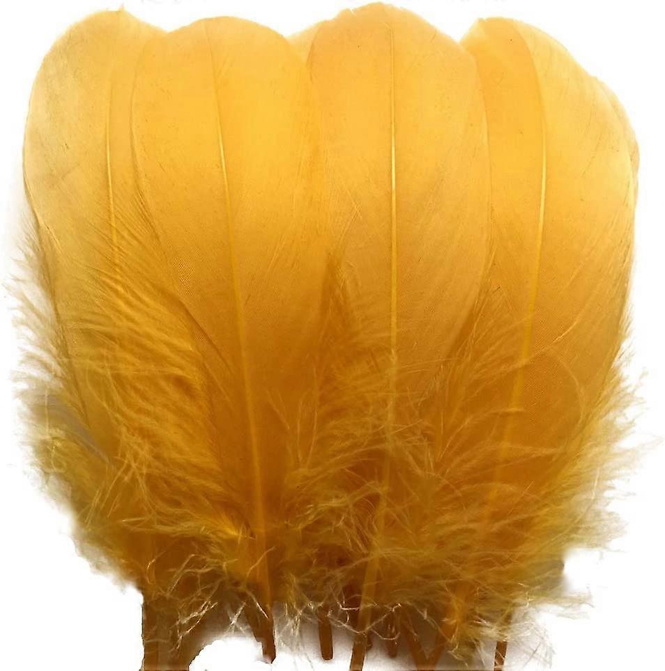 Sowder Plumas de Ganso Natural Accesorios de Ropa Pack de 100 (Amarillo Dorado)