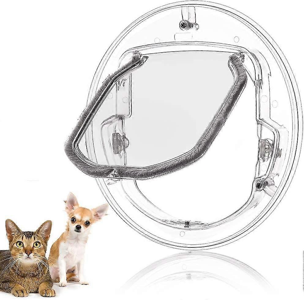 Pet Door Dog Window Gate with 4 Ways Lock - Round Clear Flap Door