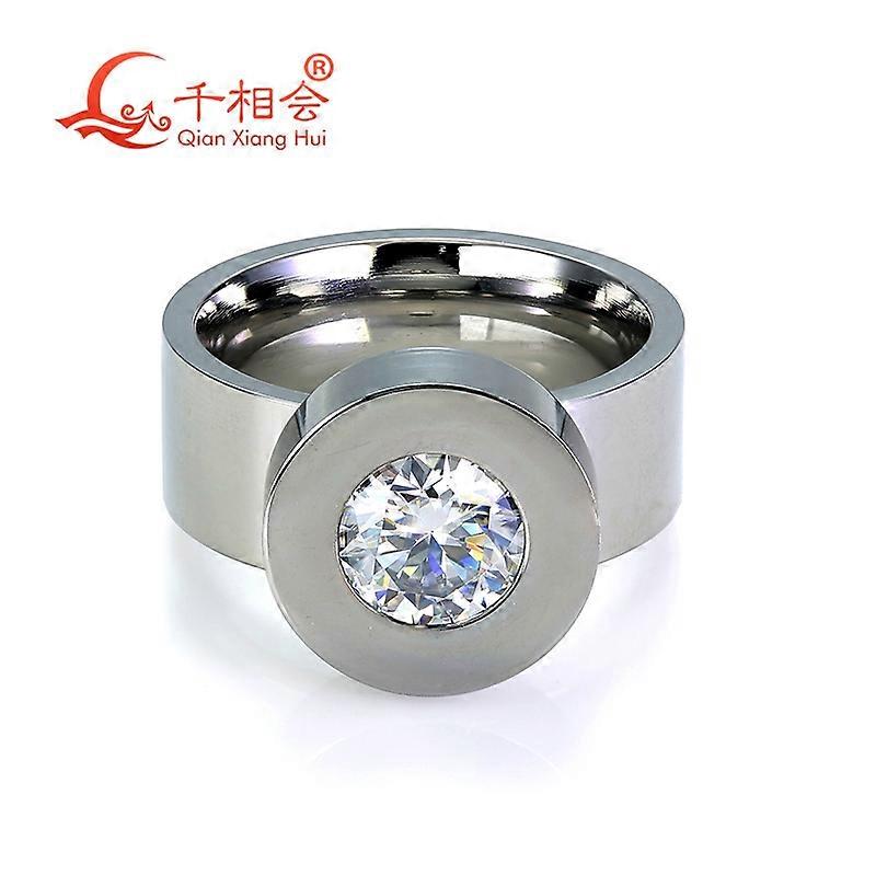 8 מ"מ עגול לבן D Moissanite טבעת פירוק להחליף אבן צבע כסף תכשיטי נירוסטה שחייה שחייה גברים נשים מתנה