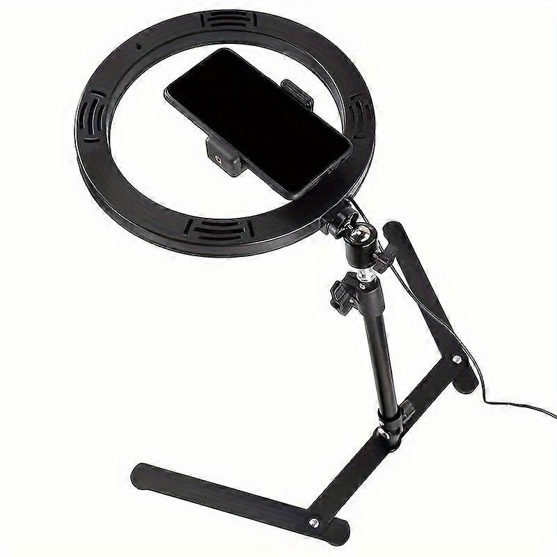 Dimmable LED Ring Fill Light with Adjustable Desktop Overhead Tripod Stand for YouTube Video, Photography, Selfie, Vlog, Make-up, Live Streaming - Per