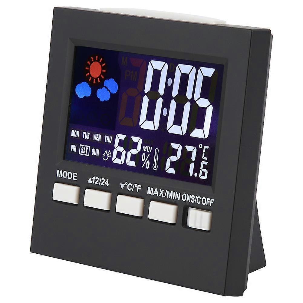 Digital Alarm Clock with Sound Control Backlight Thermometer Hygrometer