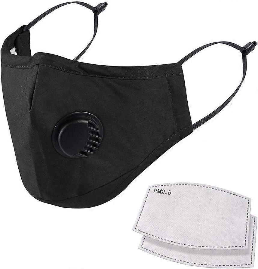 Masque facial respirant 100 % coton avec valve air et boucles d'oreilles rglables et pince de nez, rutilisable, lavable pour un usage public quotidie