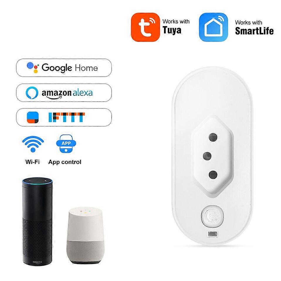 16A Brazil Standard WiFi Smart Plug with Power Monitor Smart Life APP Smart Socket Voice Work for Google Home Alexa