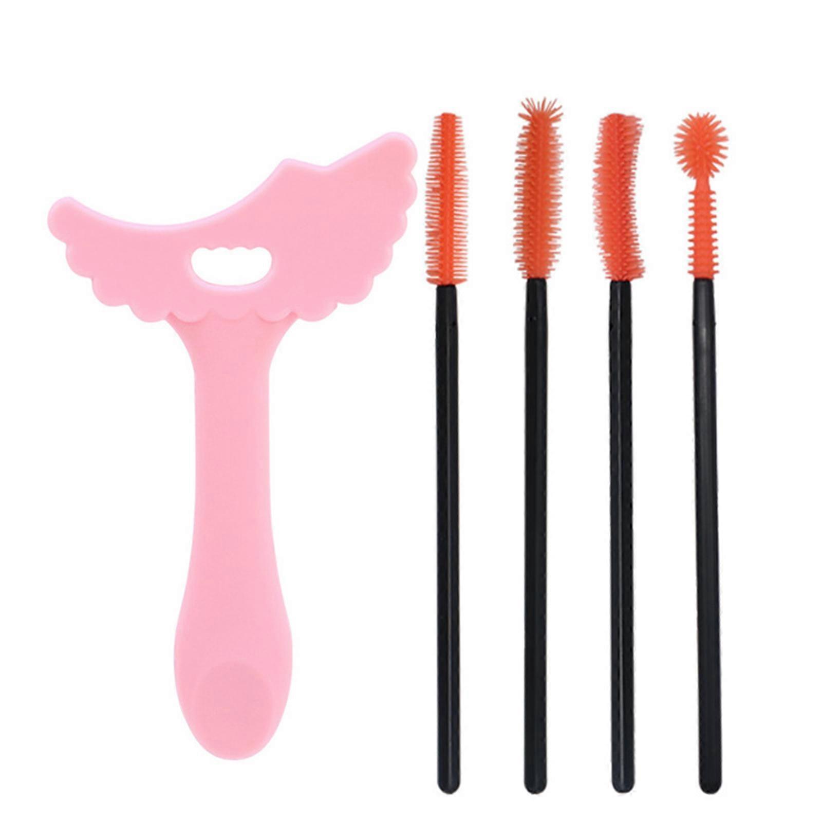 Outil de pochoirs d’eye-liner avec 4 brosses à cils, Aide à l’eye-liner en silicone Mascara Shield Guard Eyeliner Eyeliner Applicateurs de fard à paupières Aide à l’outil de maquillage des yeux