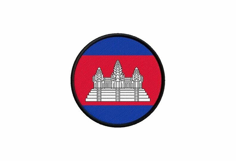 柬埔寨国旗贴片印花烫画圆形帽徽