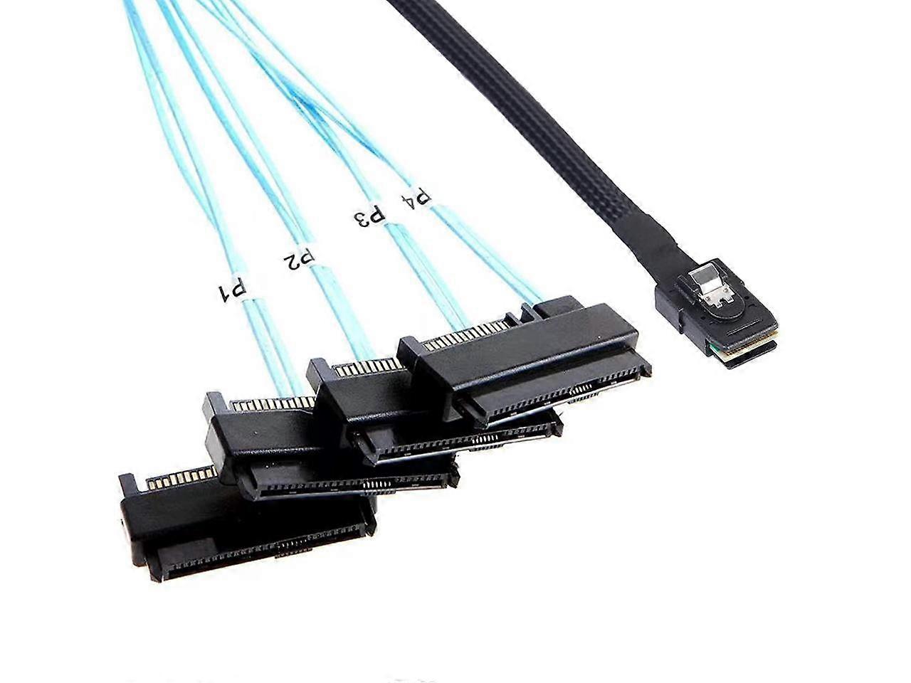Mini-SAS to SAS Cable:1M, Internal Mini-SAS SFF-8087 to SFF-8482 4X SAS 29Pin with SATA-Power Adapter Cable (3.3FT)