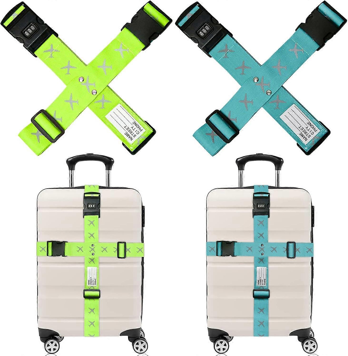 Travel Suitcase Straps with Combination Lock, 4-Pack