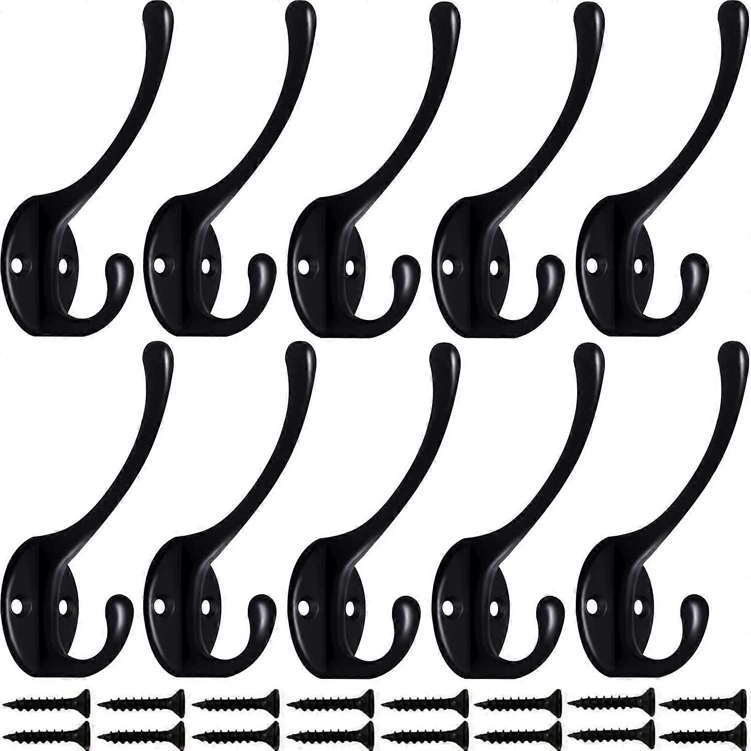 10 Piece Modern Coat Hooks (Black) Wall Hooks Clothes Hat Hooks Robe Hooks Wall Hooks for Aisle Entrance