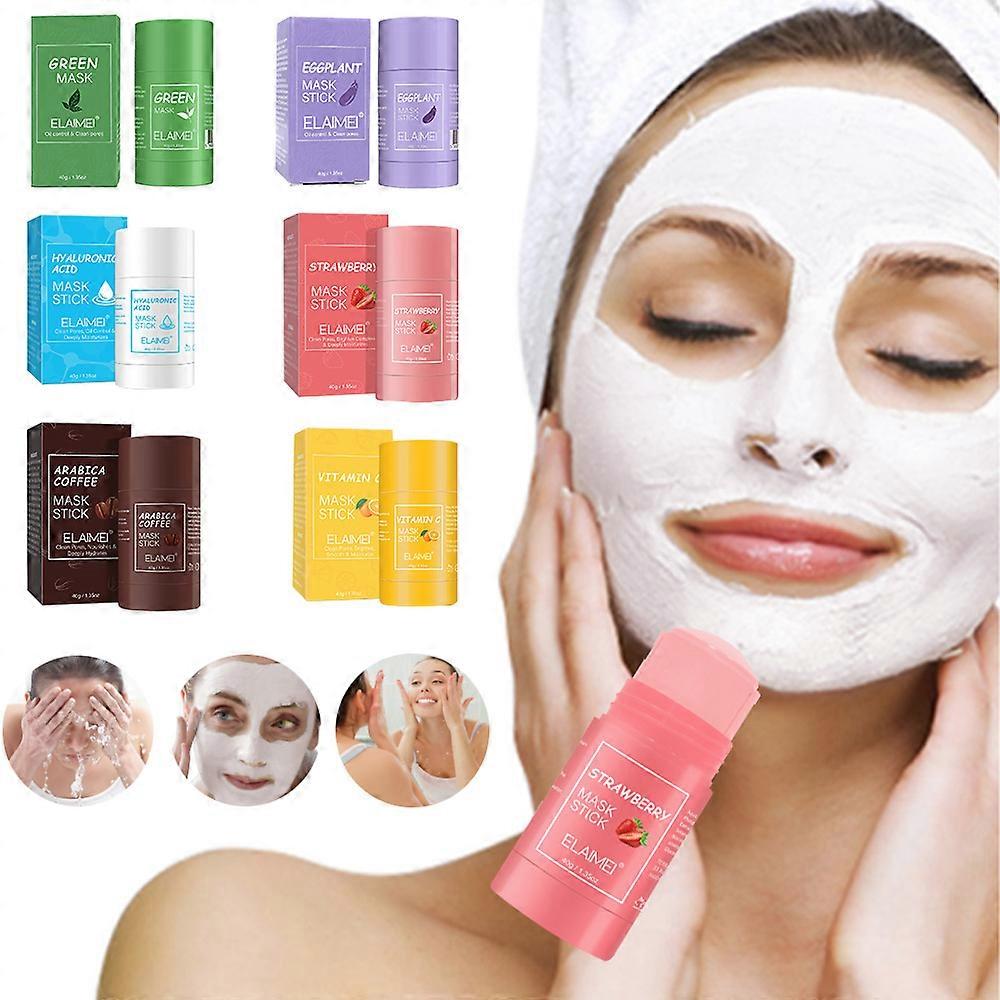 Strawberry Clay Stick Mask Złuszczająca maska na twarz Zielona herbata Maska nawilża olej Control Zaskórnik 40g