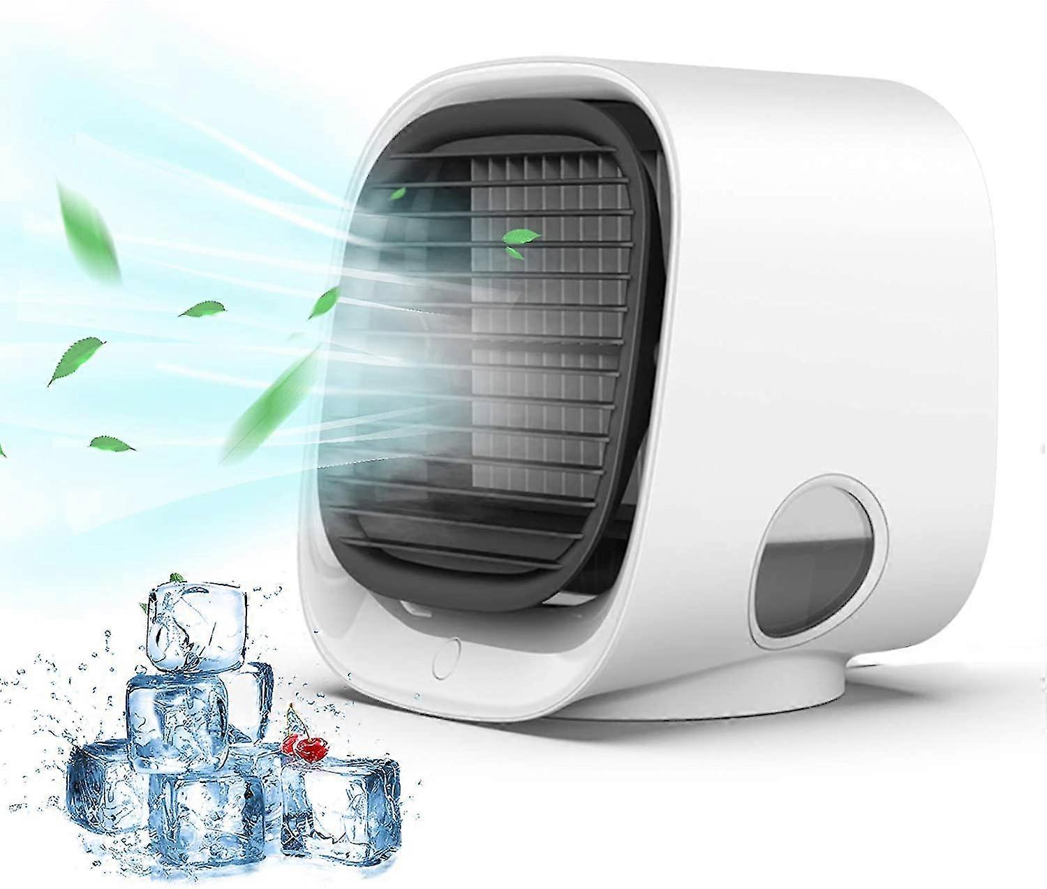 Refrigeratore d'aria portatile, condizionatore d'aria portatile Triomphe 4 in 1, condizionatore d'aria mobile silenzioso con serbatoio d'acqua grande da 300 ml con luce notturna