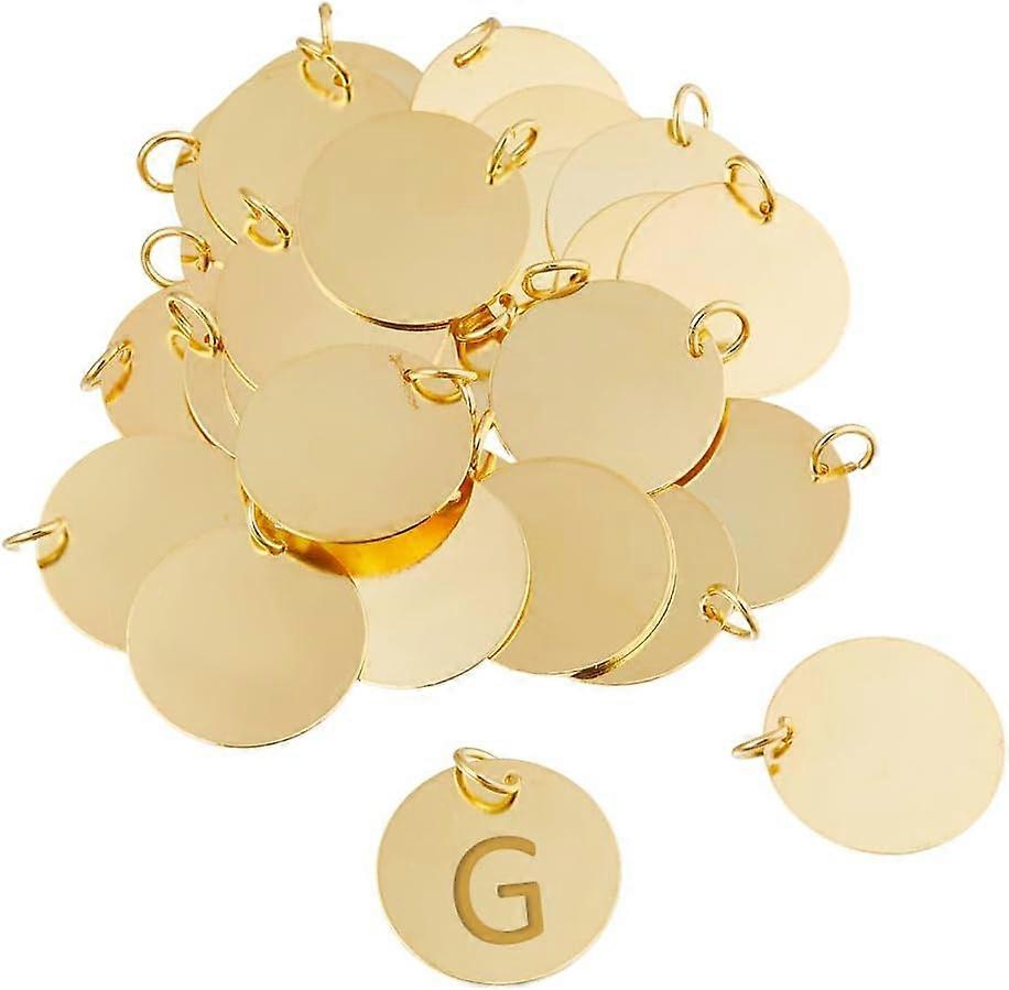 30Pcs Brass Pendants Flat Round Golden 20x0.5mm