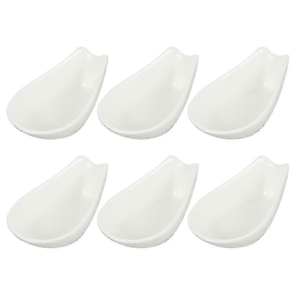 6Pcs Ceramic Spoon Rest Ladle Spoon Holder Practical Utensils Holders (White)