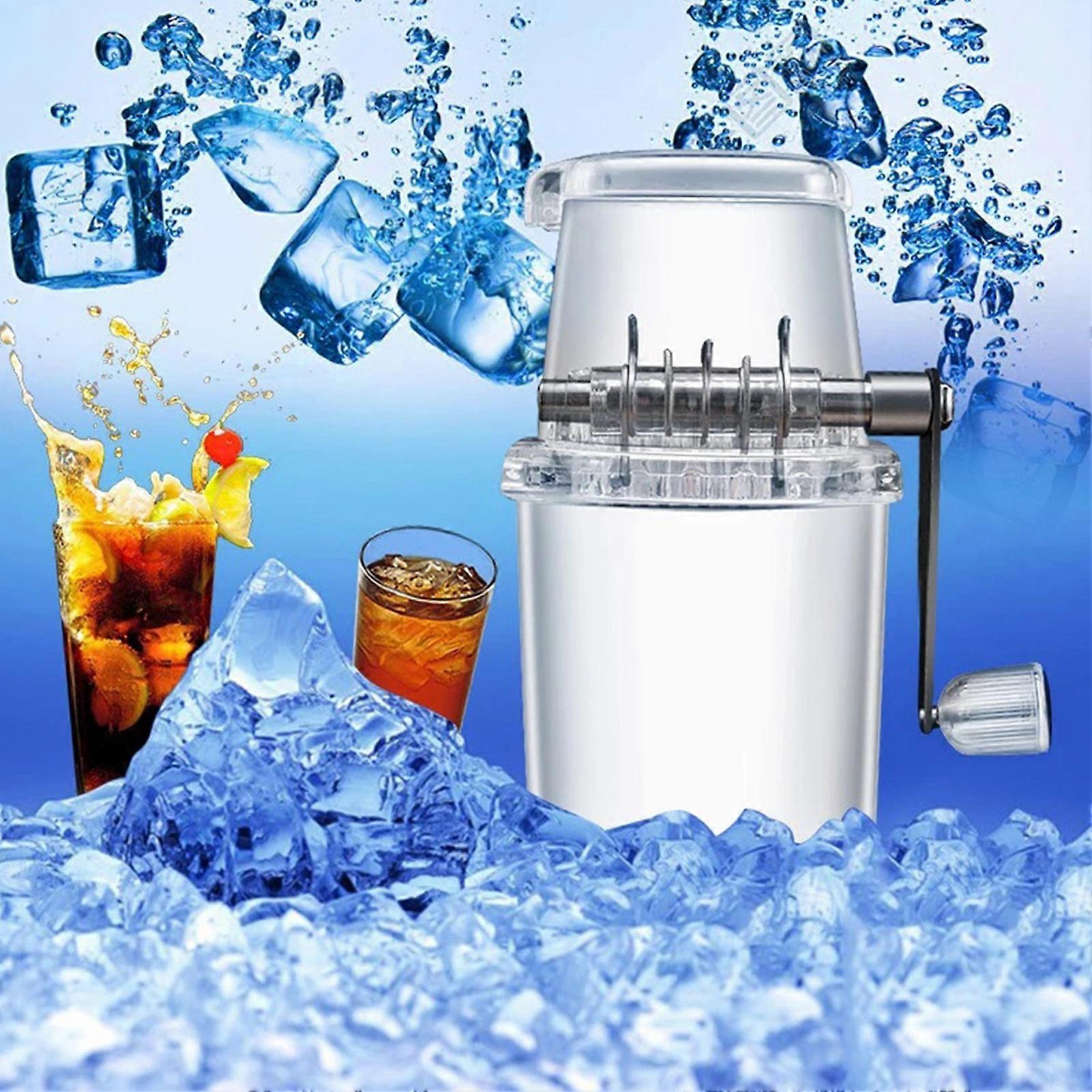 Portable Ice Crusher 1.25L Hand Cranked DIY Manual Shaved Ice Chopper Machine for Home Outdoor Camping Use Transparent 