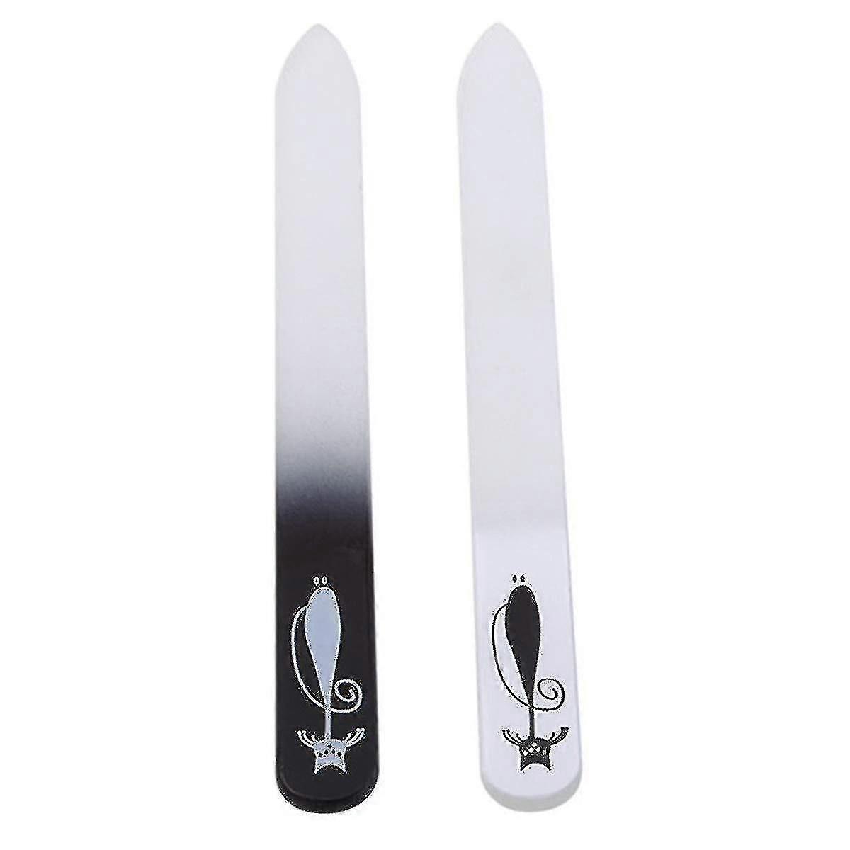 2pcs/set Double Sided Glass Nail File Manicure Buffing Buffer Grinding