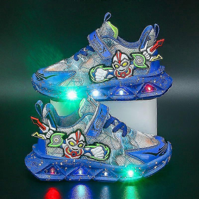 LEDライトアップカジュアルキッズシューズ付きボーイスニーカー日本アニメ漫画スポーツランニングシューズ子供用発光ウォーキングシューズ