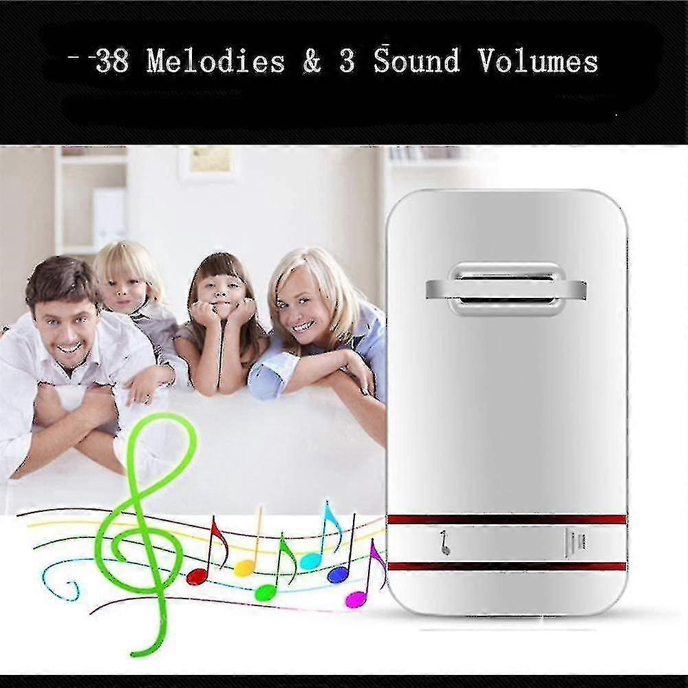Naiwang Wireless Doorbell Waterproof Wireless Doorbell Kit Front Door Bell Ring Cordless C Kit Wireless Door Phone With Led Flash One Press Button(sel