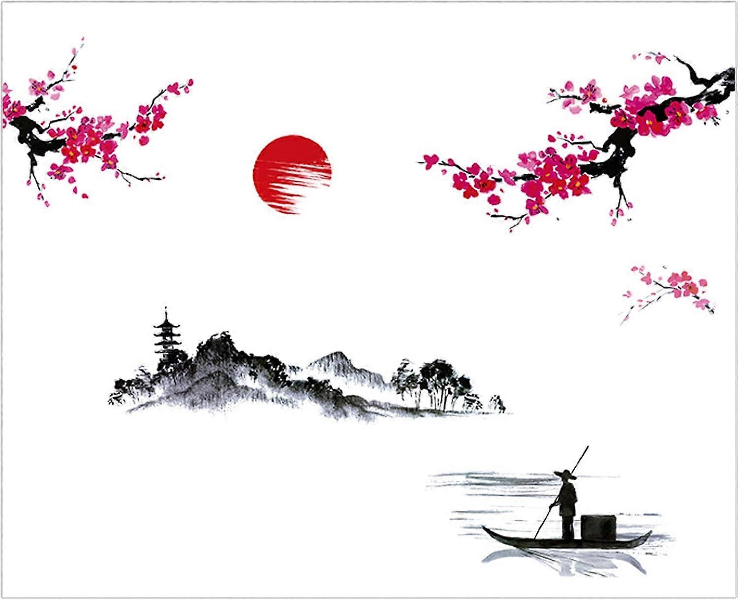 2 ملصقات حائط اللوحة على غرار الحبر الصيني 25 * 70 سم زخرفة الجدار زهر البرقوق الصينية الكلاسيكية ورق جدران غرفة نوم غرفة المعيشة مكتب