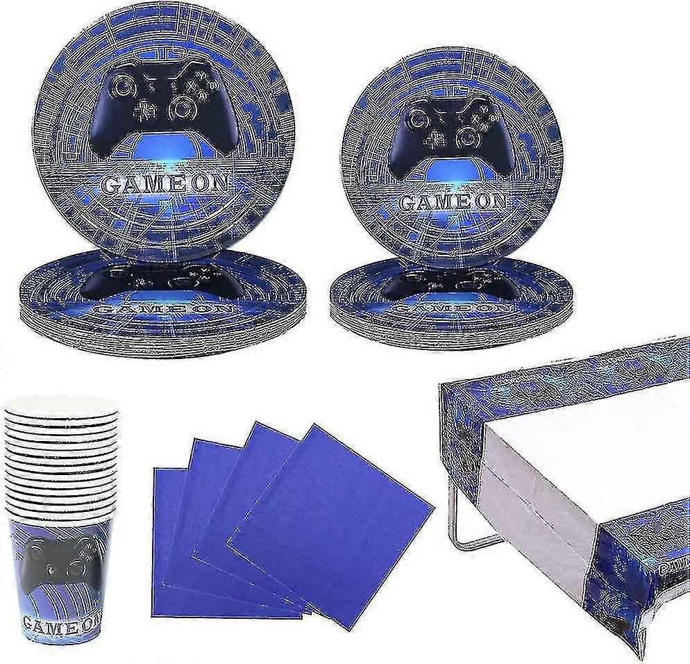 Videogiochi Party Forniture Set di stoviglie 16 ospiti, Video Game Party Plates Tazze Tovaglioli Tovaglioli Per i giocatori Game Lovers Boy Birthday Party