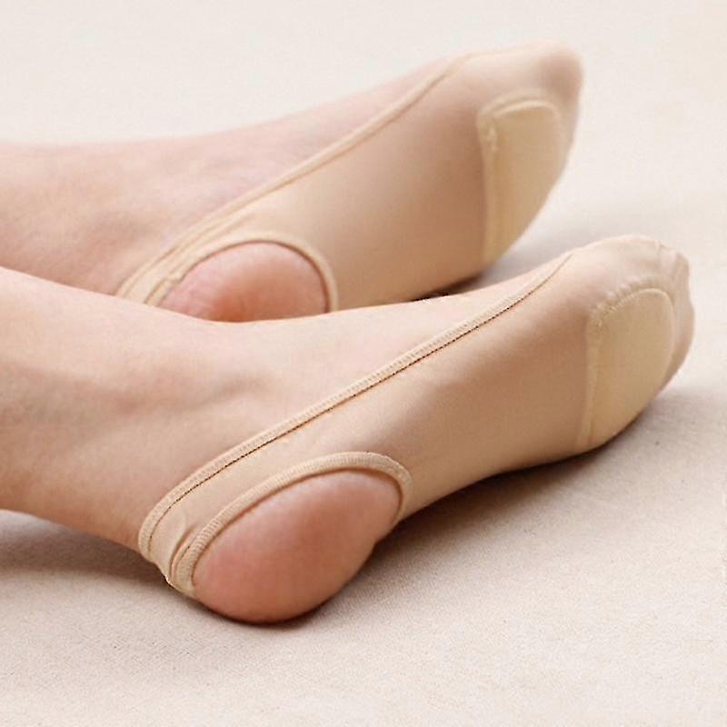2 Pair Ultrathin Invisible Shallow Mouth Nonslip Silk Socks For High Heels Shoes Ice Silk Thin Half-palm Suspender Sock Slippers