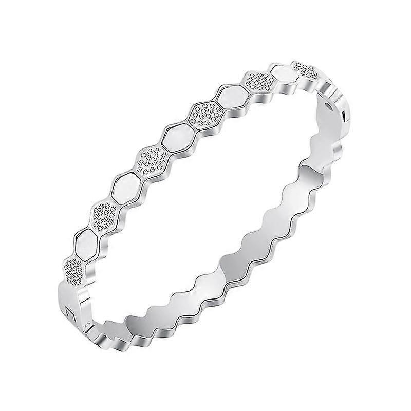 Bracelet Female Honeycomb Hexagonal Shape Diamond-shaped Shiny Titanium Steel Simple Cold