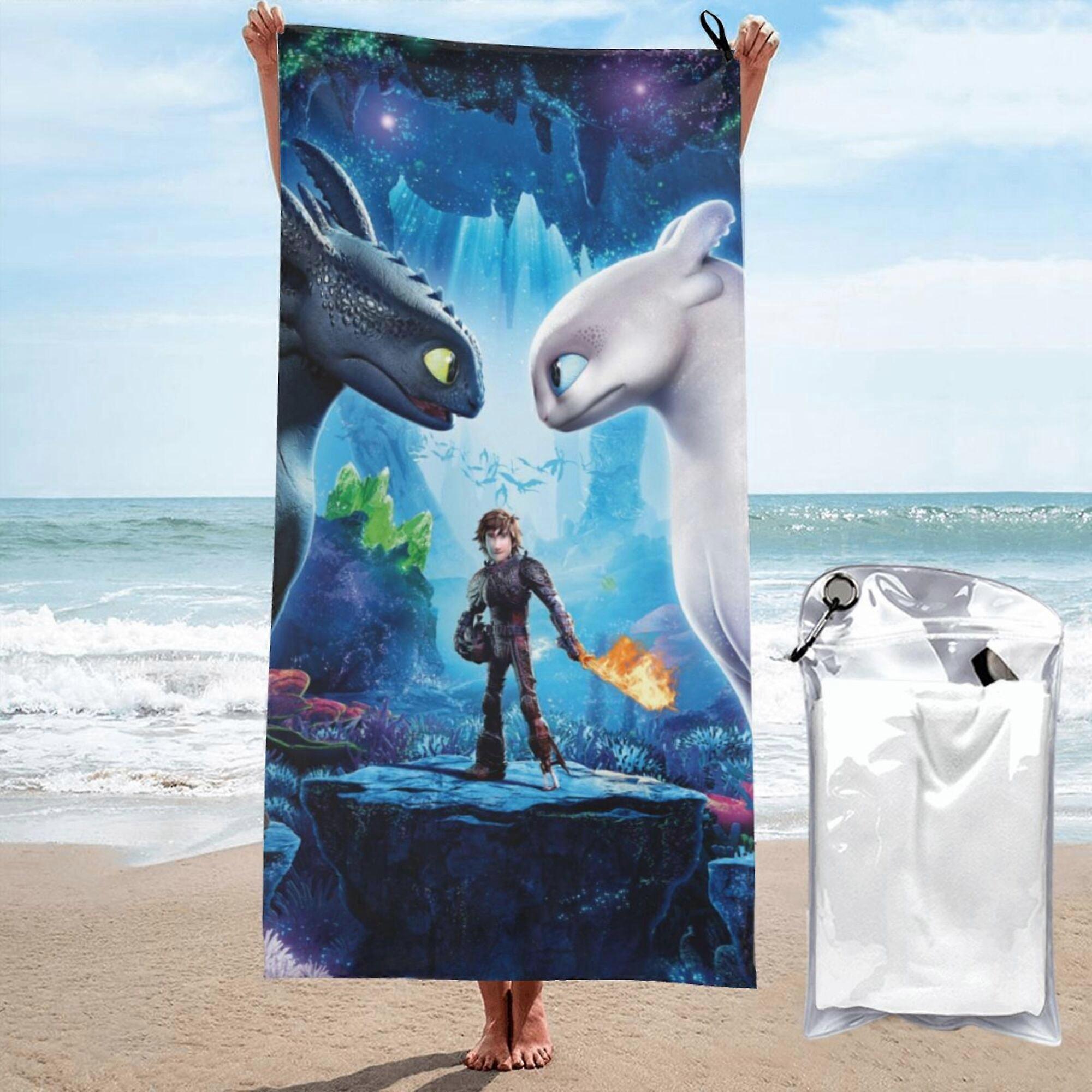 g124كيفية تدريب التنين الخاص بك منشفة جافة سريعة بلا أسنان ، منشفة شاطئ أنيمي كرتونية ستوكات ماصة ناعمة LXMT4071