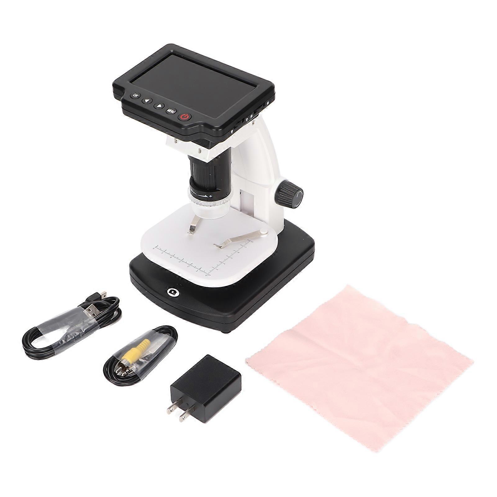 4 Inch LCD Digital Microscope 1200 Times Magnification 1080P Video Microscope Camera with 12MP Image Sensor for PC 100?240VUS Plug