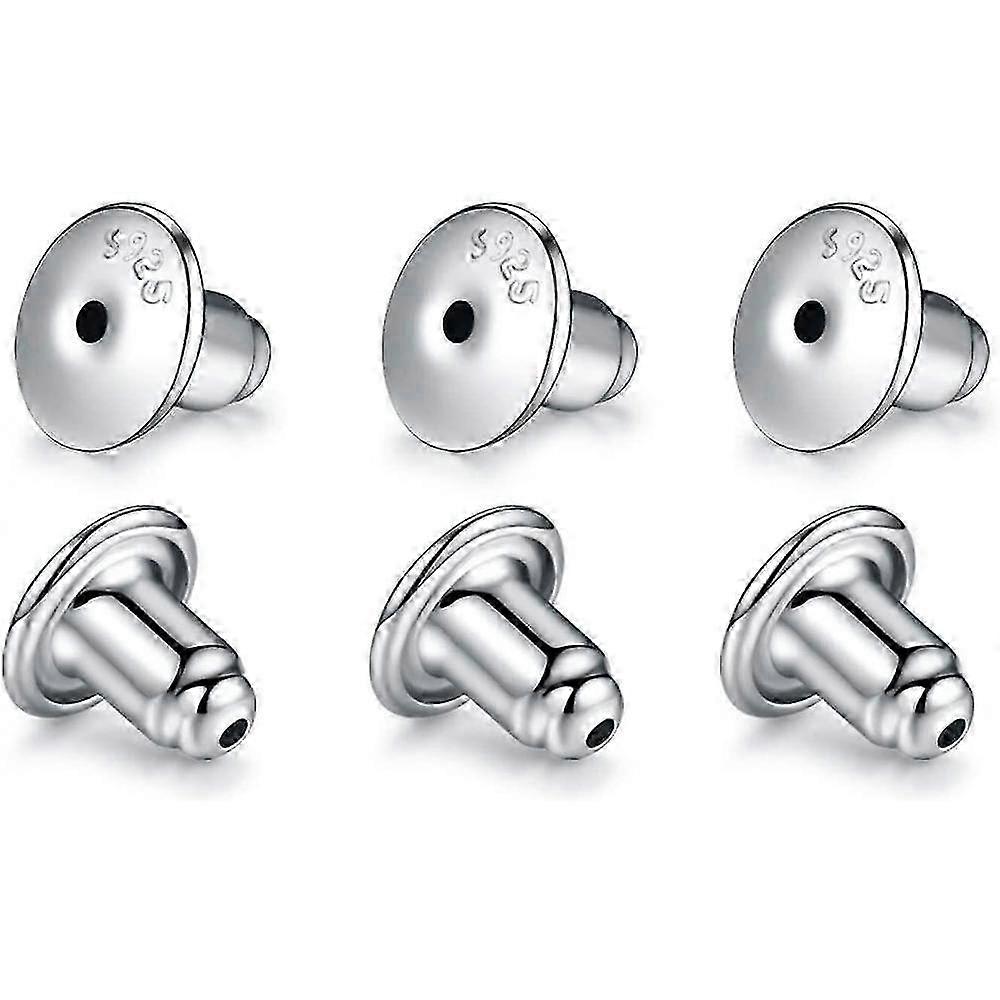 3 Pair Plated White Gold Earring Backs Earring Backs GBR