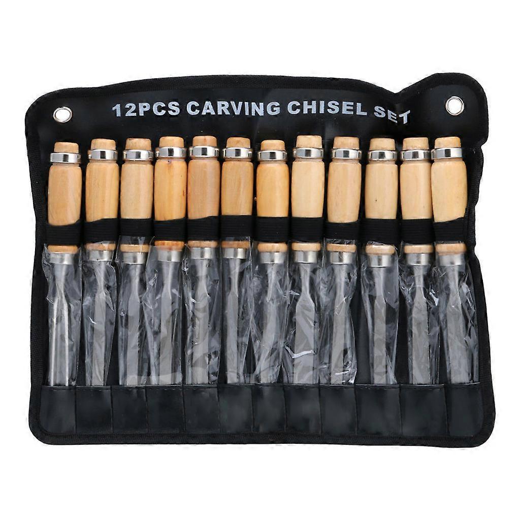 12Pcs Wood Carving Hand Chisel Woodworking Tool Set Woodworkers Gouges