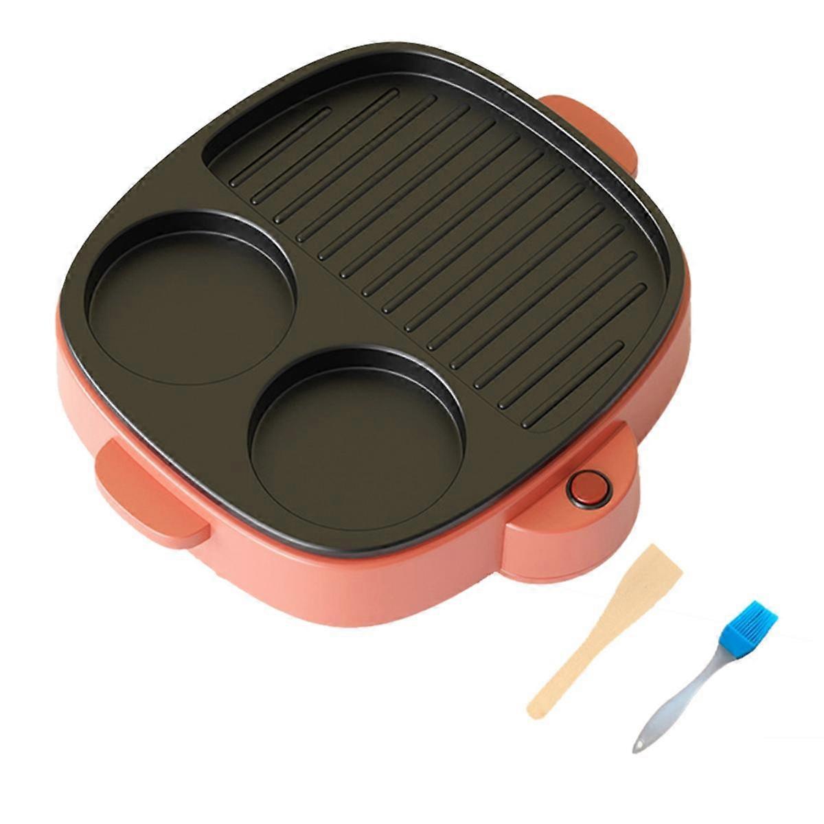 3 in 1 Electric Omelette Pan Barbecue Pan Electric Cooker Multifunction Non-Stick Hotpot Steamer Steak Frying B EU Plug