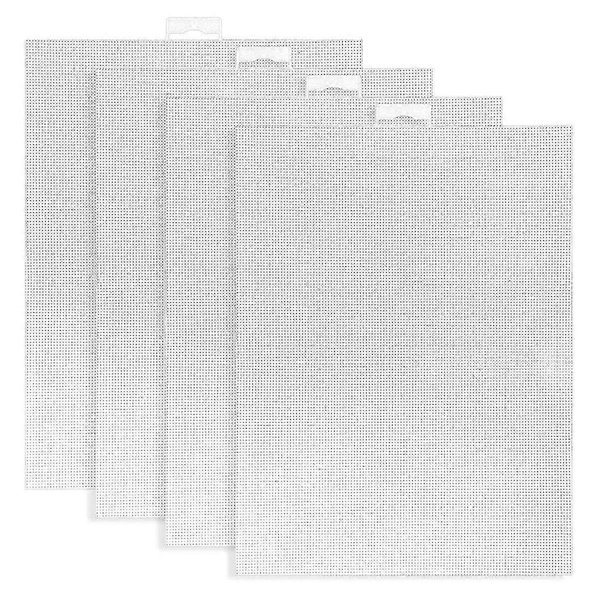 4 PCS 14 Count Plastic Mesh Canvas Sheets for Embroidery, White Plastic Needlepoint Canvas (8 X 11