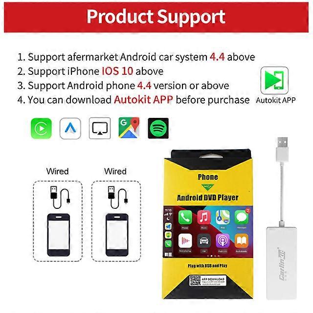 CarlinKit USB Wireless CarPlay Dongle Wired Auto AI Box Mirrorlink Car Multimedia Player Portable Bluetooth Car Screen Connector