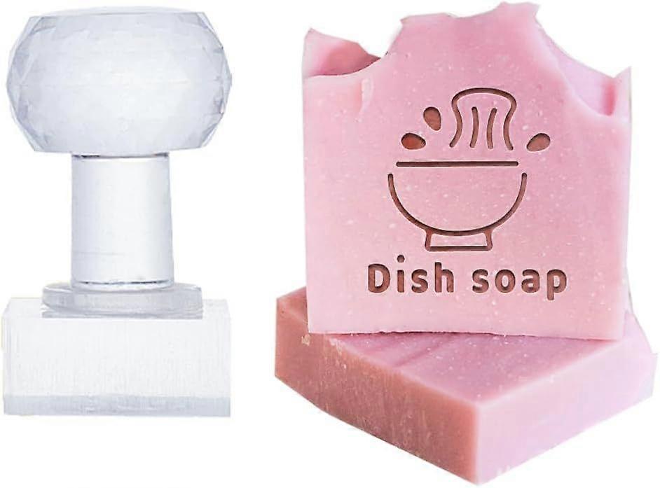 Handmade Soap Stamp Dish Soap Embossing Stamp with Handle Acrylic Transparent Stamp Soap Chapter Imprint Stamp for DIY Soap Supplies Envelope Invitati
