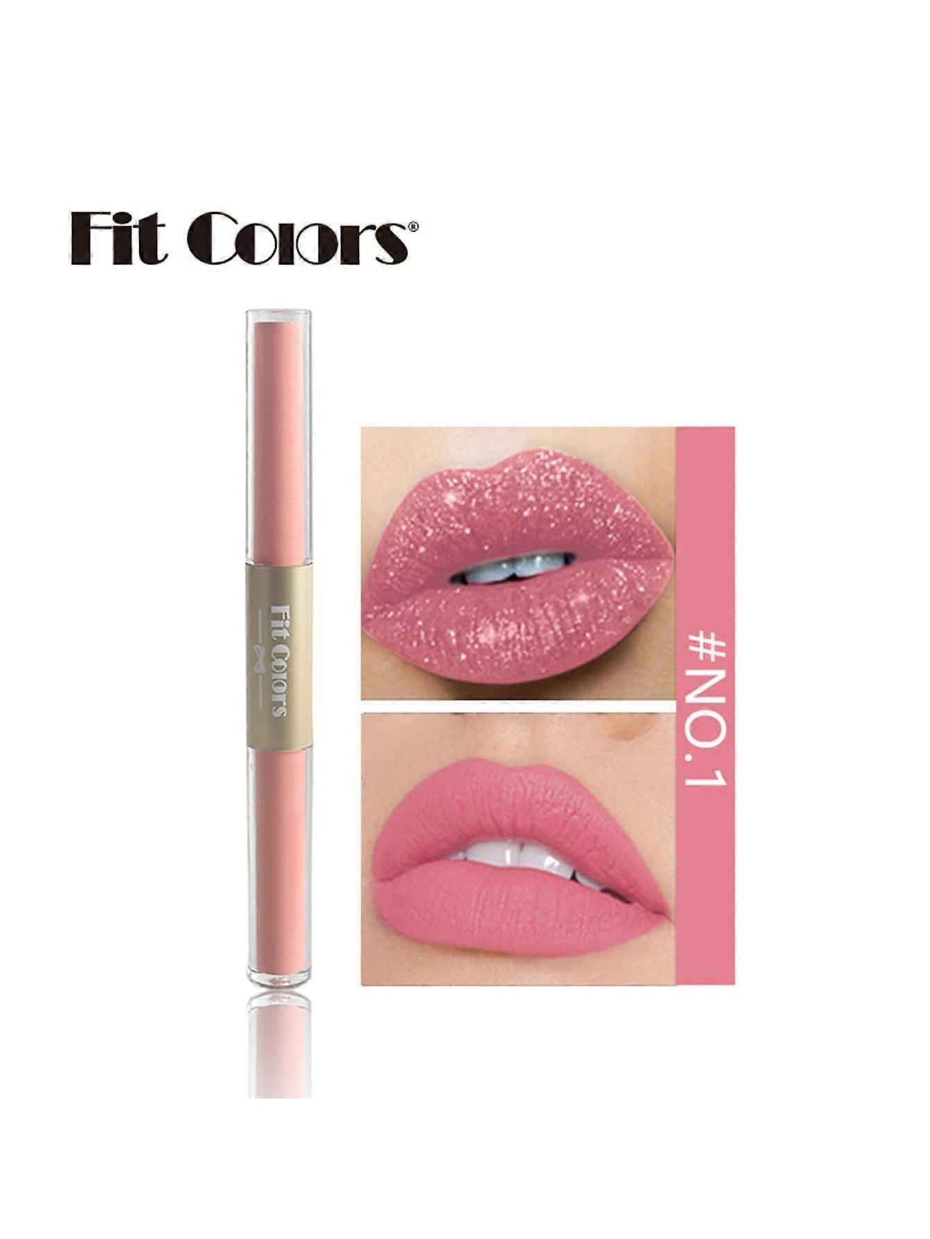 Pasform Farver Kreativ Dobbelt-Endede Non-stick Kop Mat & Shimmer Lip Gloss Læbeglasur Flydende Læbestift