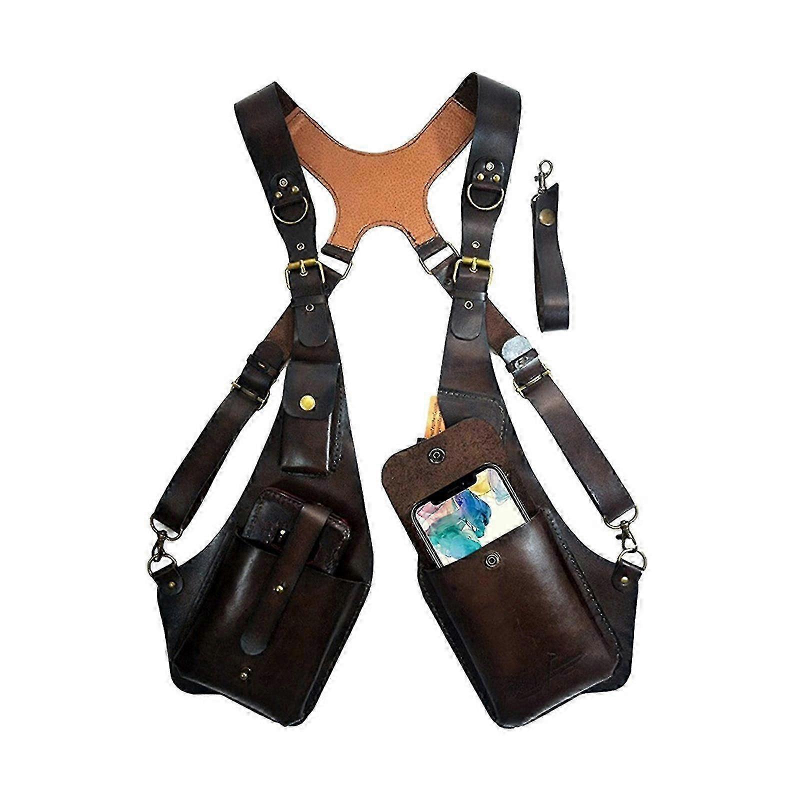 Sac Bandoulière Sous-bras Pour Homme - En Cuir PU Résistant à L'eau, à Double Sangle - Anti-vol, Rangement Caché