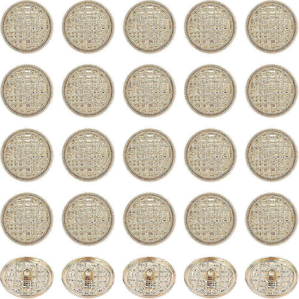 50Pcs Alloy Buttons 1-Hole Flat Round Light Gold 22x8mm Hole: 2mm