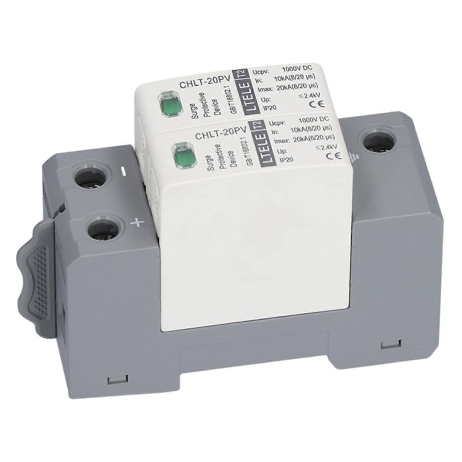 Surge Protective Device DIN Rail Mount Arrester Electric Shock Protector 1000VDC 2P 10‑20KA