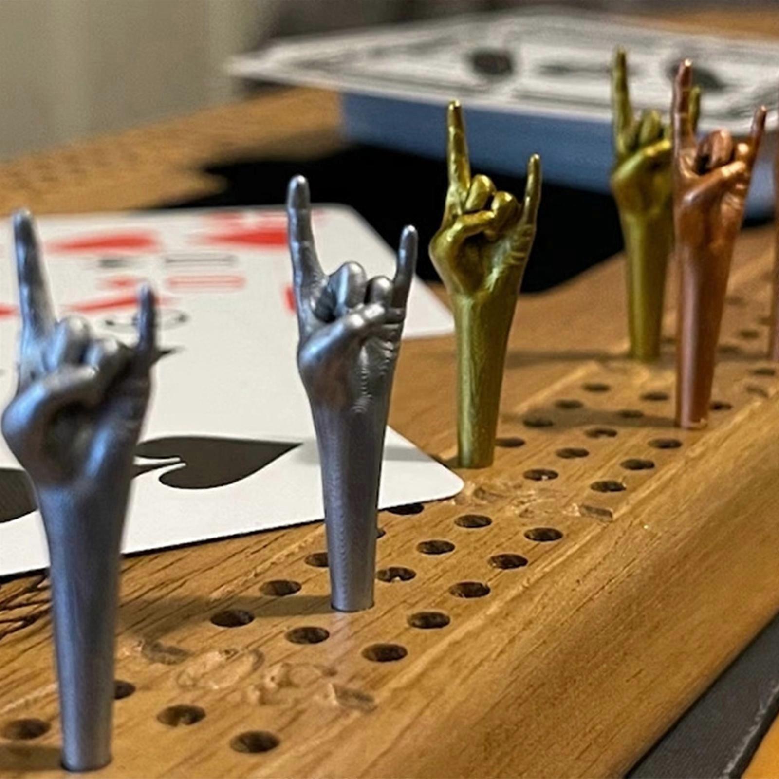 9 Pcs Middle Finger Metal Cribbage Pegs - Funny Game Pieces for Cribbage