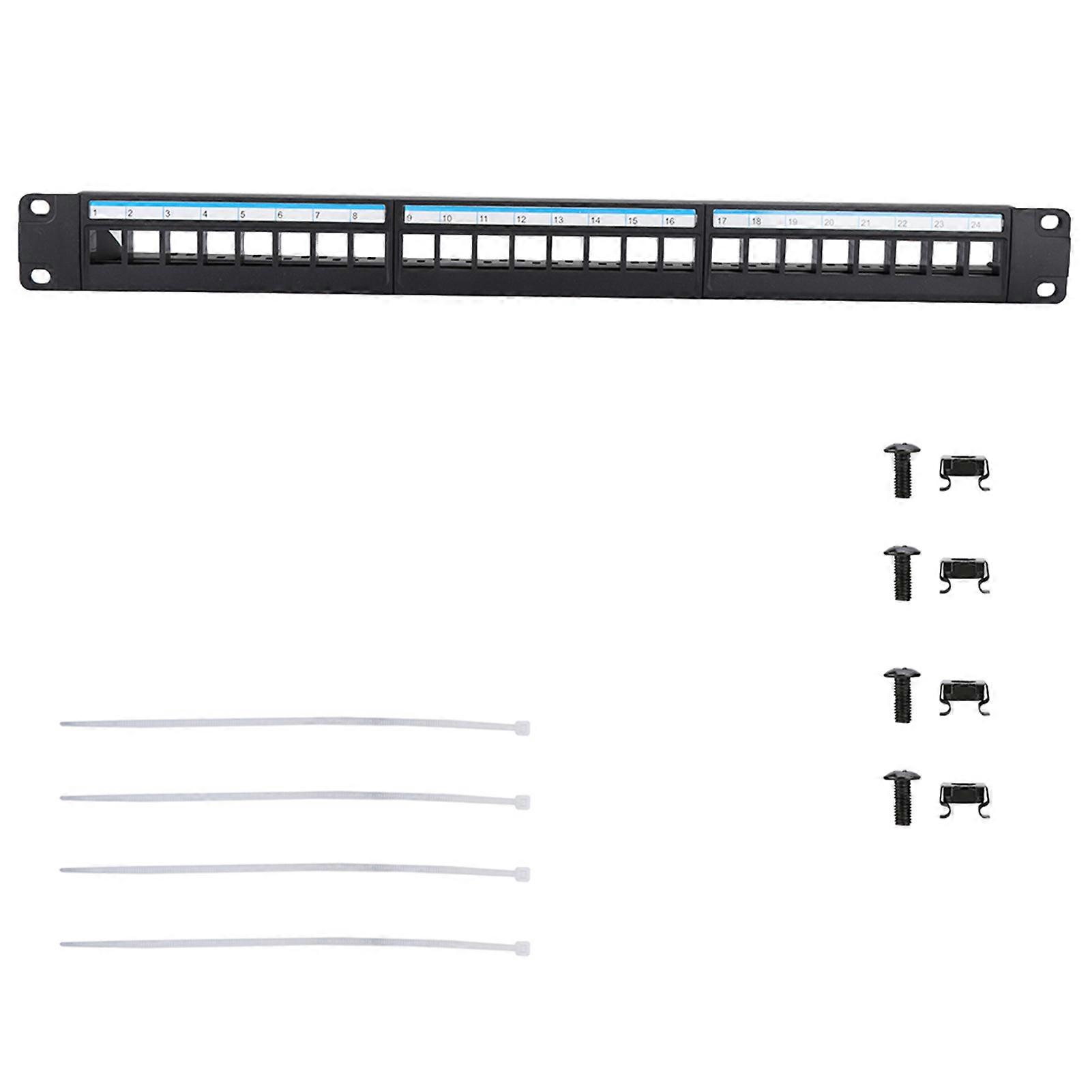 19Inch 24 Port Mountable Data Patch Panel CAT6 Network Cable Rack(Not Include Modules)