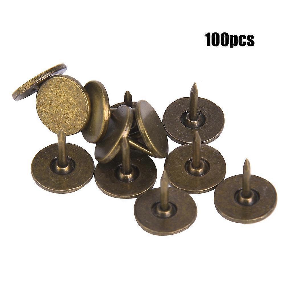 100Pcs Upholstery Nail Flat Head Cyan Bronze Iron Decorative Pin Sofa Furniture Accessories11 x 11mm