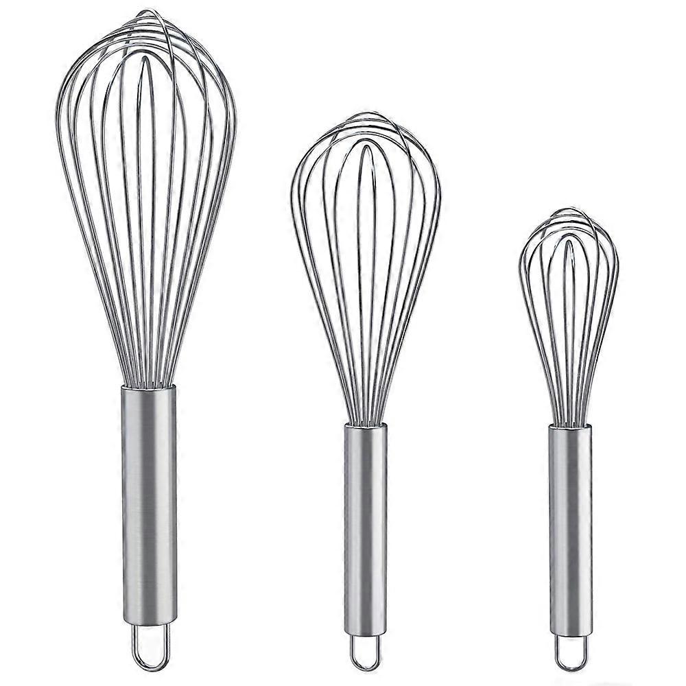 3pcs Whisks for Cooking, Stainless Steel Whisk for Blending, Whisking, Beating and Stirring