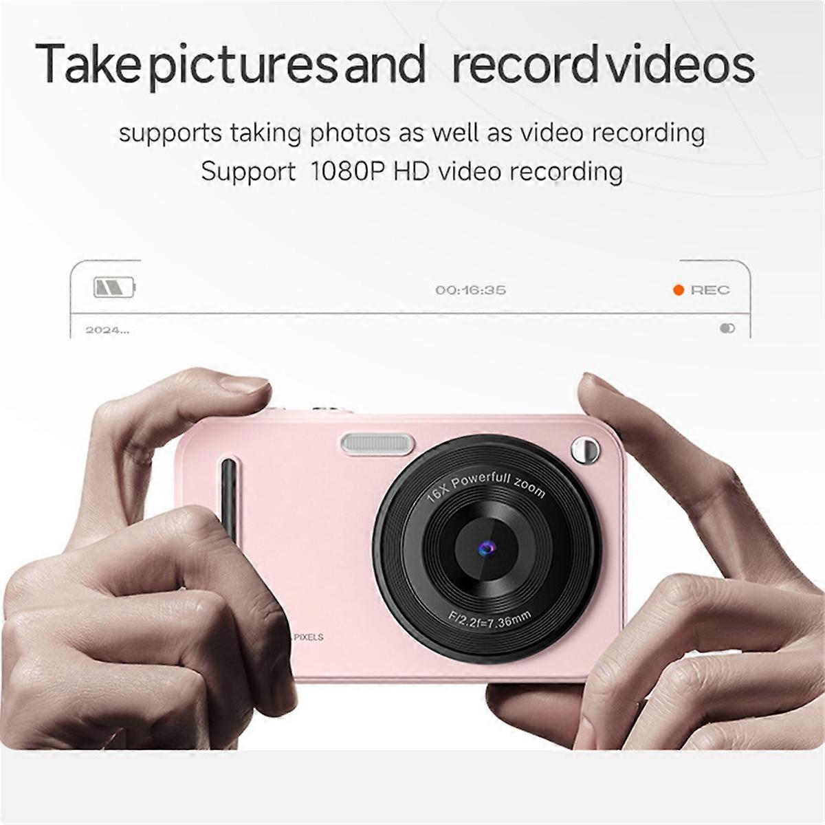 Digital Camera, Autofocus 48MP AF 4K Camera for Kids with 16X Zoom Anti Shake for Teens Kids White