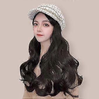 2019 Wig Cap Wig Octagonal Cap Wig Military Cap Beret Women's Hat Wig Cap Knitted Hat-white Hat-hgbd-yyc