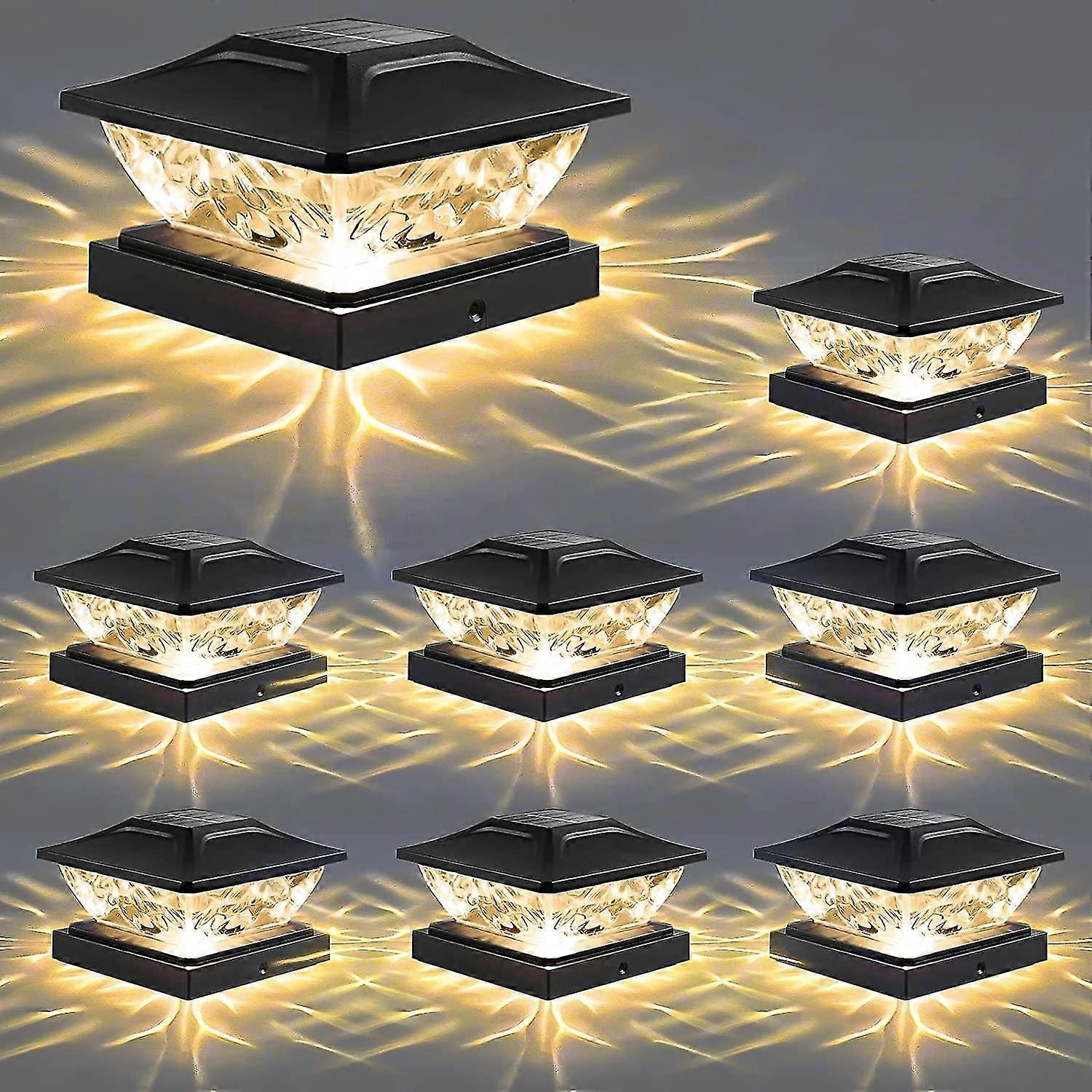 8 Pack Outdoor Solar Post Cap Lights