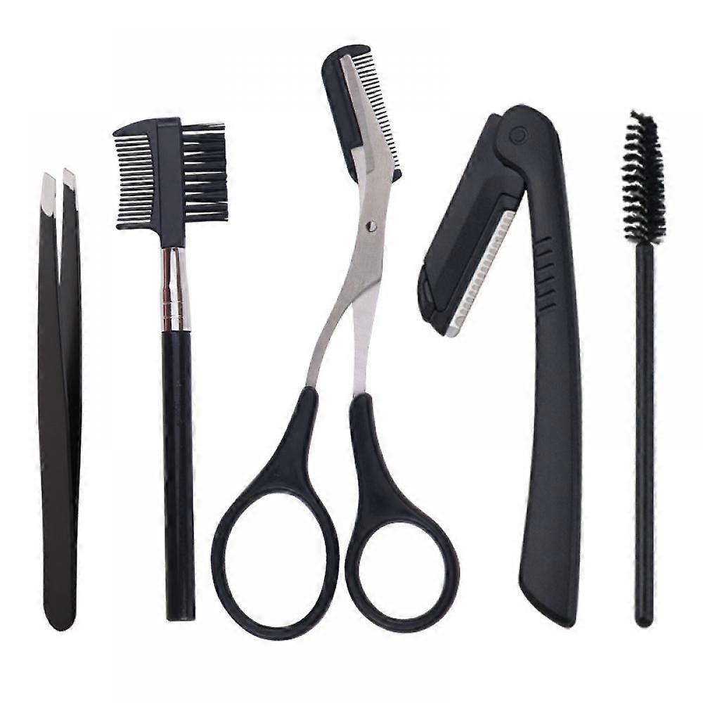 Eyebrow Kit, 5 in 1 Tweezers for Eyebrows, All-in-one Eyebrow Grooming Set Eyebrow Razor Brush Scissors Eyebrow Pencil