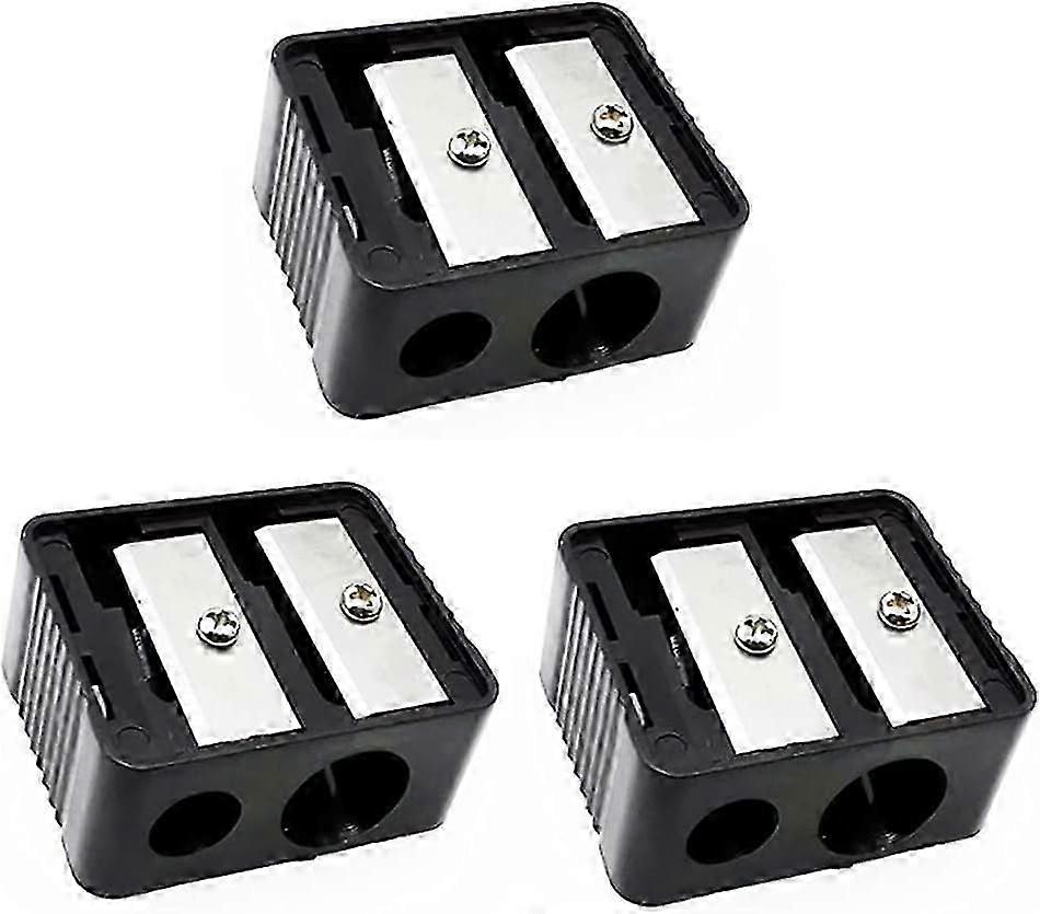 3 Pcs Eyebrow Pencil Sharpener Double Hole Plastic Pencil Sharpener Cosmetic Pencil Manual Portable Pencil Sharpener