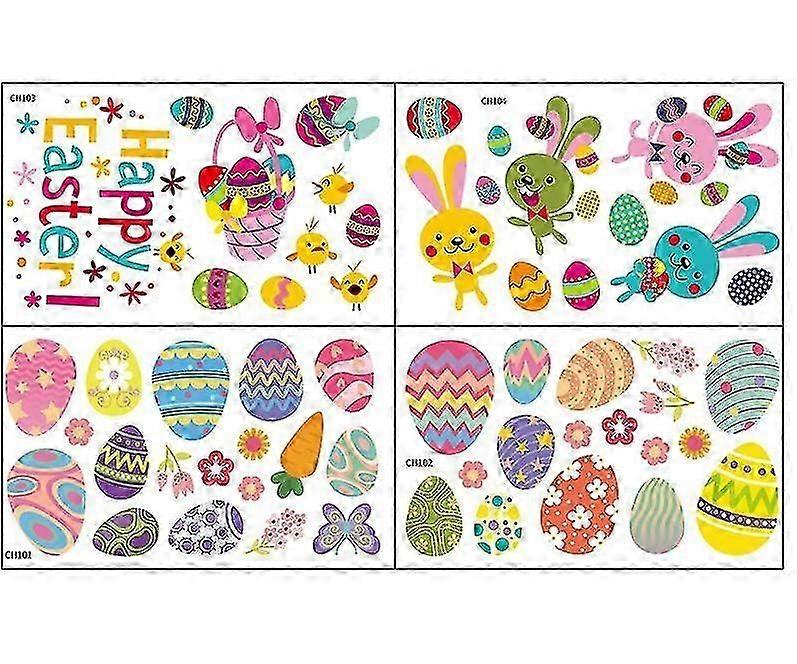 Easter Egg Stickers Easter Egg Decoration Stickers Easter Wall Clings Colour Easter Egg Paper Craft Happy Easter Stickers