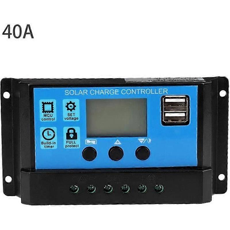 VINGVO Solar Charge Controller 40A 12V 24V Auto Solar Charge Controller PWM 40A Controller
